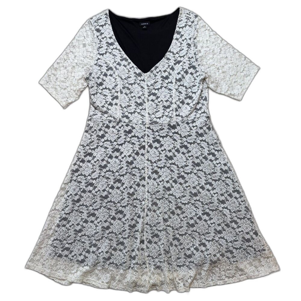 Dress Torrid Sz 2 Women’s 2X Lace Overlay Floral Romantic Grunge Goth Coquette